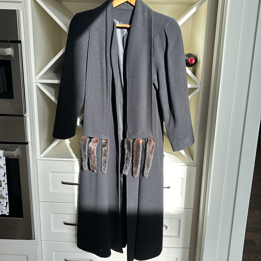 Avant guard black wool vintage coat with tails black wool long coat winter